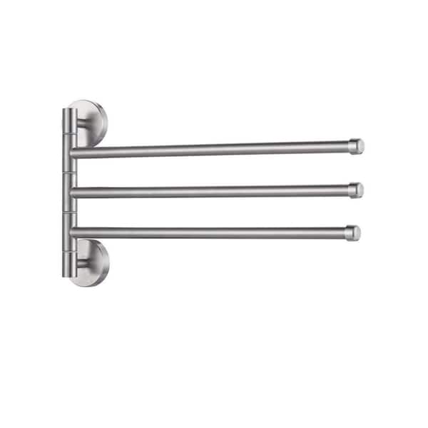 180° Rotation 3-Bar Wall Mounted Towel Rack in Brushed Nickel