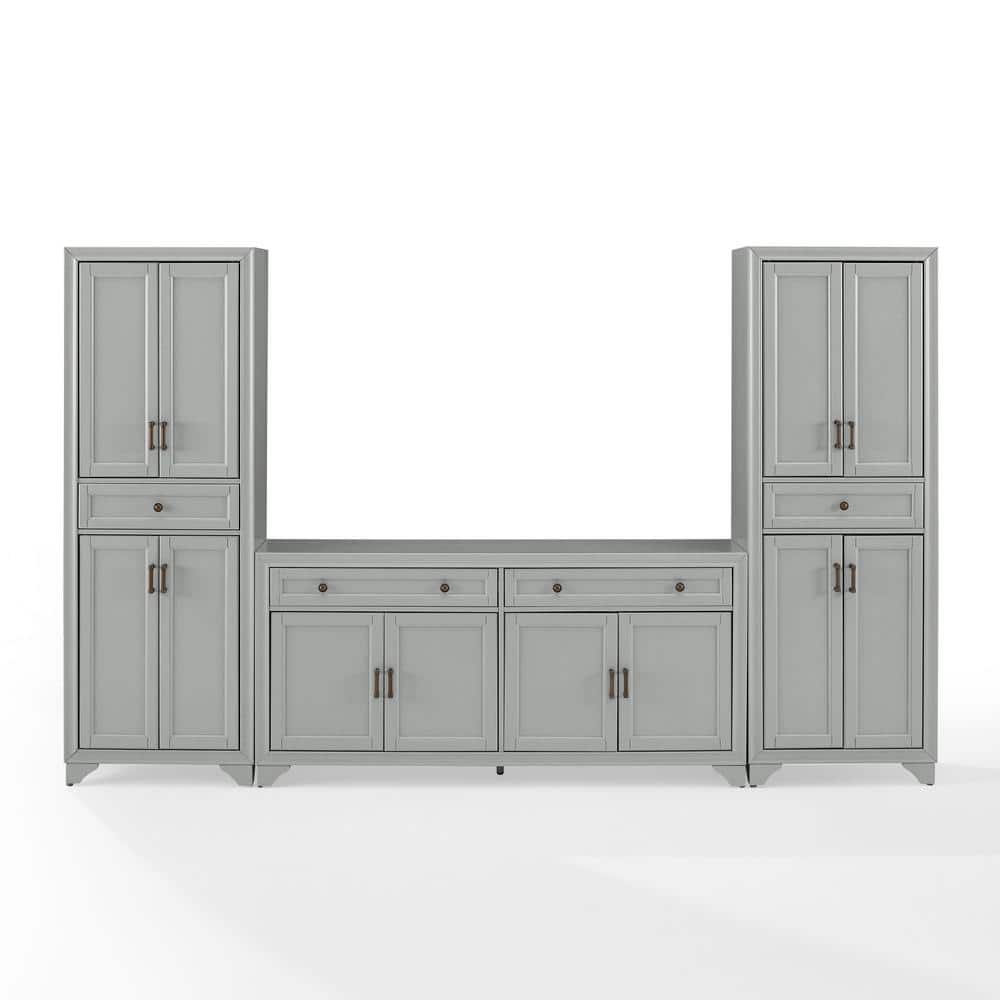 Distressed Gray Modern Farmhouse Entertainment Center with Cabinet
