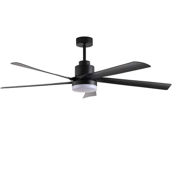 65 in. Indoor Black Ceiling Fan with Light, 5-Blade Dimmable LED with Remote Control, Modern Quiet Design