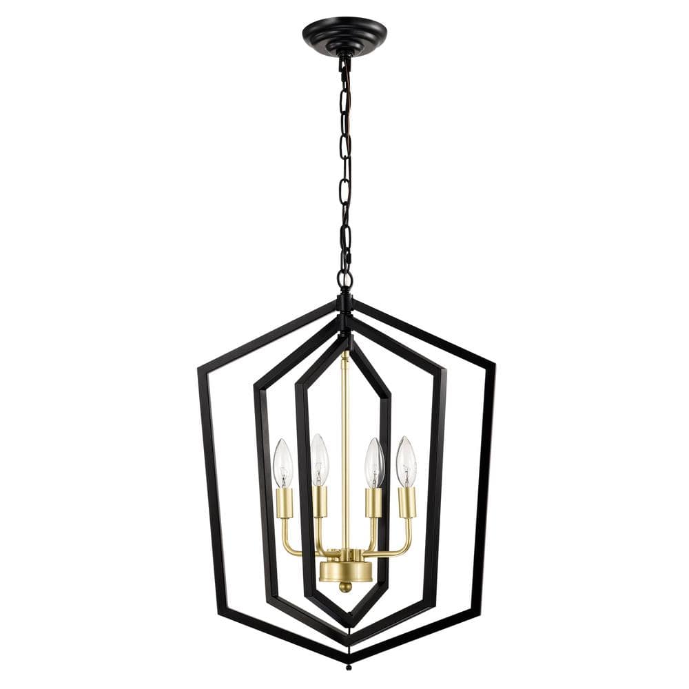 4-Light Modern dimmable Integrated LED Metal Industrial Chandeliers, Matte 