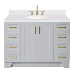 Taylor 48.25 in. W x 22 in. D x 36 in. H Single Sink Freestanding Bath Vanity in Grey with Carrara Quartz Top