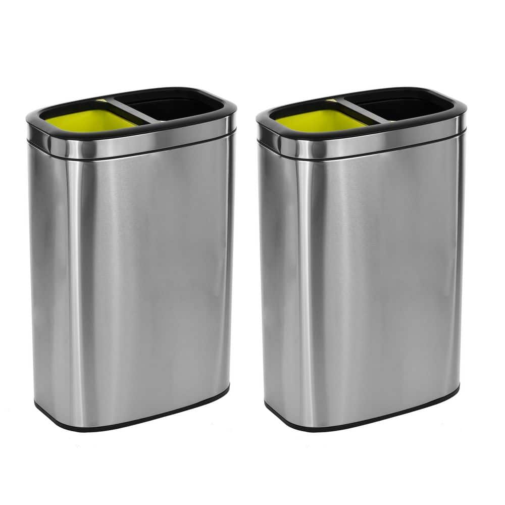 ALPINE INDUSTRIES 40 L / 10.5 GAL STAINLESS STEEL SLIM OPEN TRASH CAN,  BRUSHED STAINLESS STEEL – Alpine