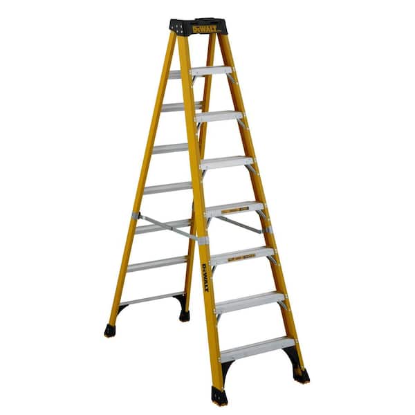 DEWALT 8 ft. Fiberglass Step Ladder 12.2 ft. Reach Height Type 1AA - 375 lbs., Expanded Work Step and Impact Absorption System