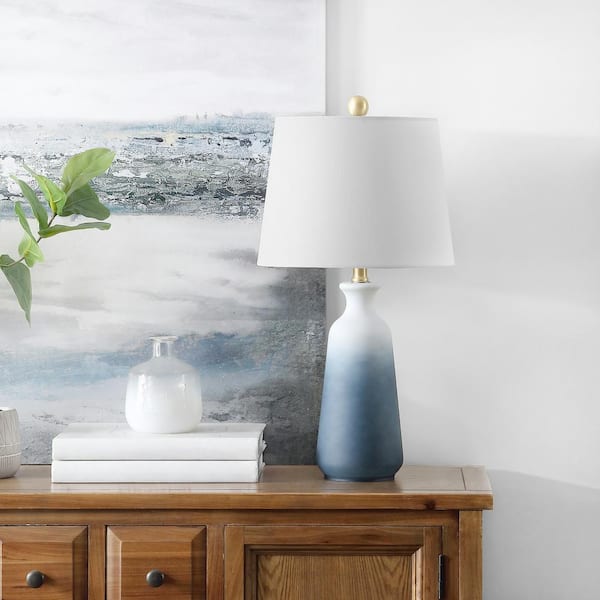 Narem 23 in. White/Blue Table Lamp