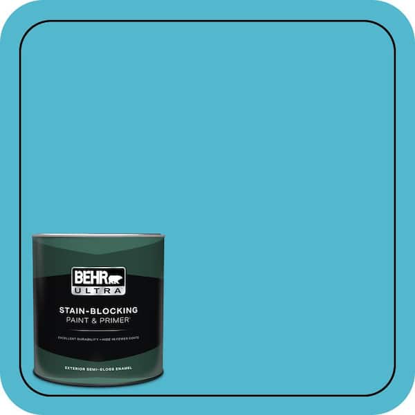 BEHR ULTRA 1 qt. #520B-5 Liquid Blue Semi-Gloss Enamel Exterior Paint & Primer
