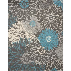 Passion Charcoal/Blue 8 ft. x 10 ft. Floral Contemporary Area Rug