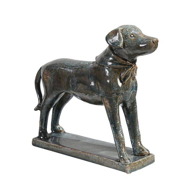 Unbranded Distressed Blue Standing Dog Statue