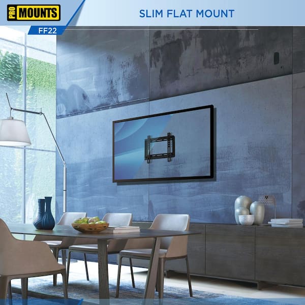 Promounts Fino Series Ff22 Small Flat Wall Mount for 13 - 47 Flat Panel Screens, Black