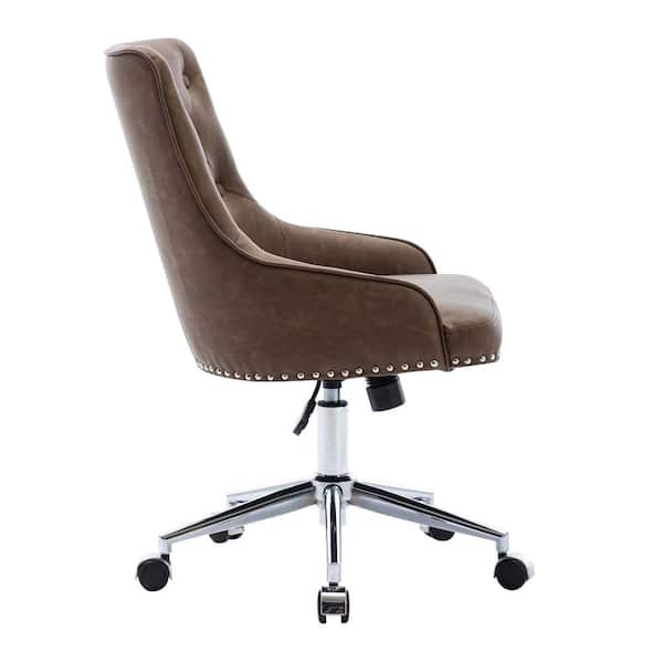 brown leather office chair without arms