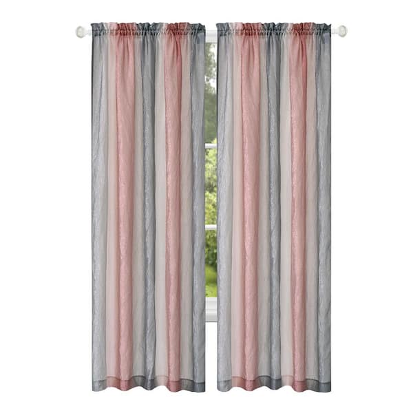 ACHIM Ombre 50 in. W x 84 in. L Polyester Light Filtering Window Panel in Blush