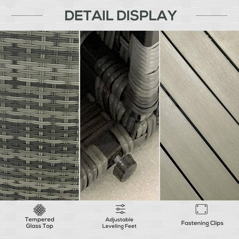 Mixed-Gray 8-Piece Rattan Patio Furniture Set with Sofa Chairs and Tables