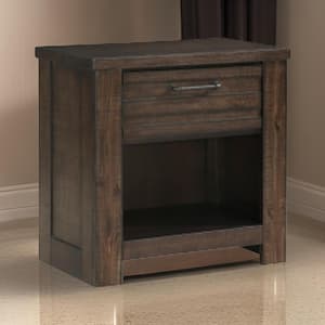 27 in. Brown and Black 1-Drawer Wooden Nightstand