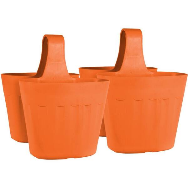 Pride Garden Products Mela 15 in. Orange Plastic Saddlebag Rail Planter (2-Pack)