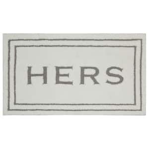 Hers Flint 24 in. x 40 in. White Polyester Machine Washable Bath Mat