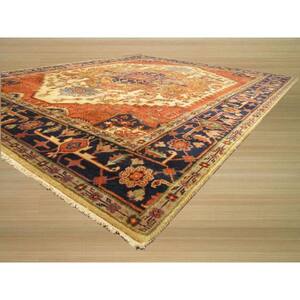 Ivory 4 ft. x 6 ft. Hand-Knotted Wool Traditional Serapi Area Rug