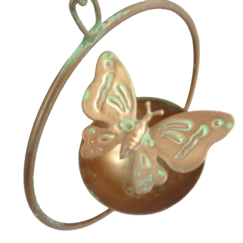 Copper Iron Hanging Butterfly Rain Chain with Spring, 73" Outdoor Decor