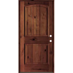 Krosswood Doors 30 in. x 80 in. Rustic Knotty Alder Top Arch V-Grooved ...