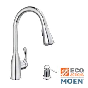 Kaden Single-Handle Pull-Down Sprayer Kitchen Faucet with Reflex, Power Clean and Soap Dispenser in Chrome