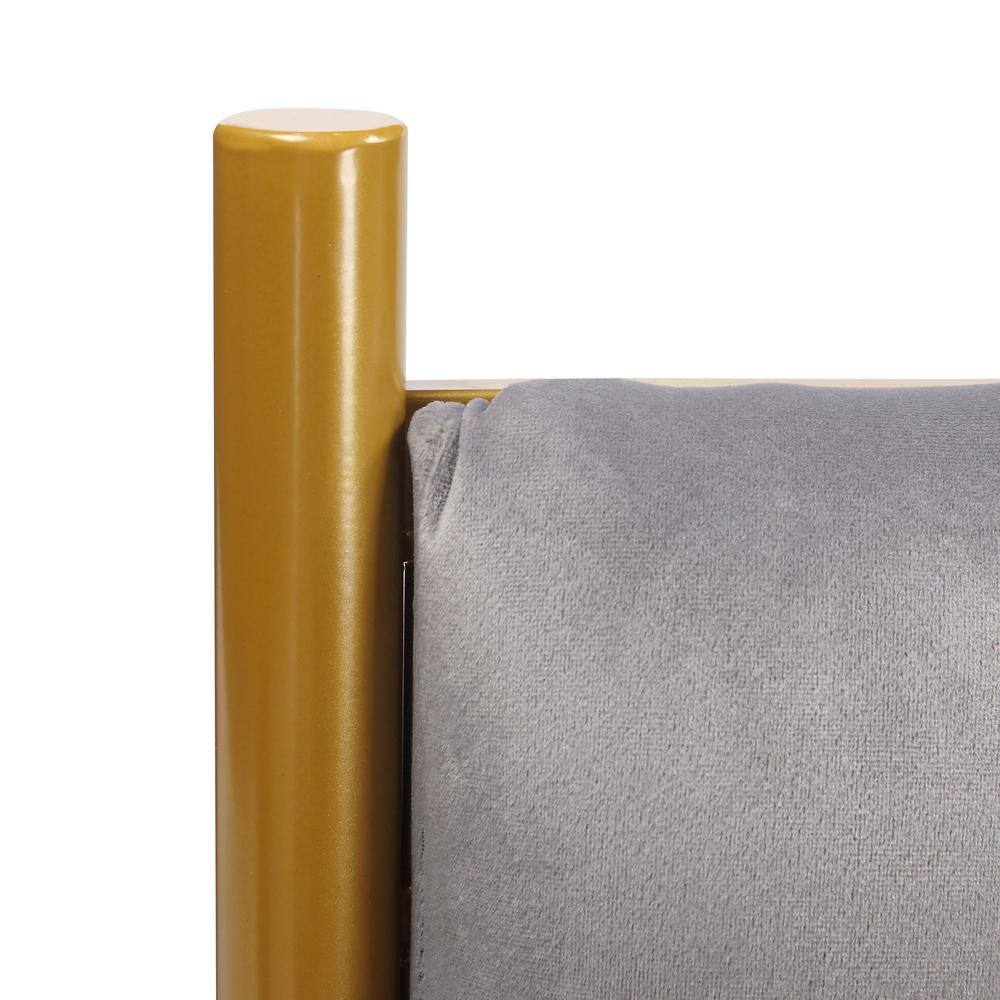 King Gray Velvet Tufted Headboard with Gold Frame