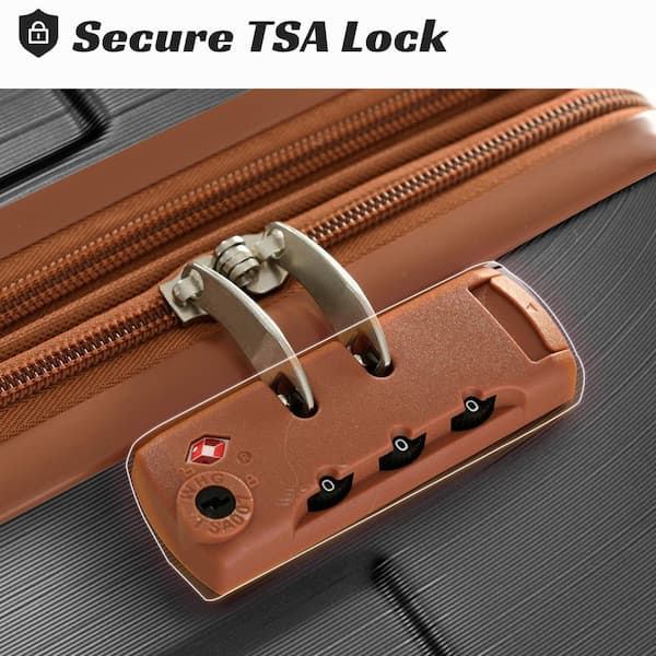 Merax Lightweight 2-Piece Black Brown Expandable (Only 28 in.) ABS