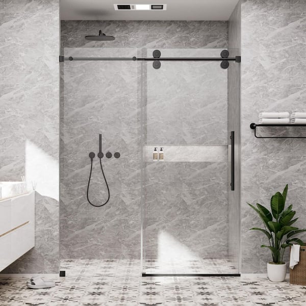 SHAAMA 60 in. W x 72 in. H Single Sliding Frameless Shower Door in