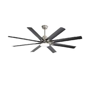 66.1 in. Indoor Nickel Large Ceiling Fan with 8 ABS Blades Smart Remote Control Reversible DC Motor