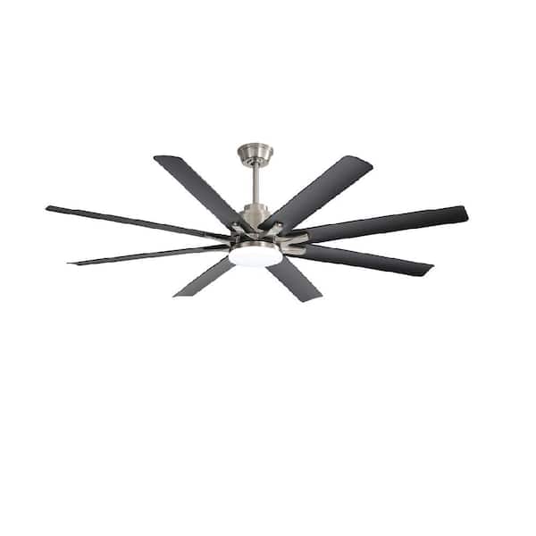 CIPACHO 66.1 in. Indoor Nickel Large Ceiling Fan with 8 ABS Blades Smart Remote Control Reversible DC Motor