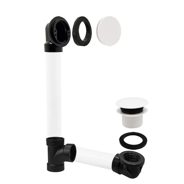 Illusionary No-Hole Sch. 40 ABS Plumbers Pack with Tip-Toe Bath Drain, White