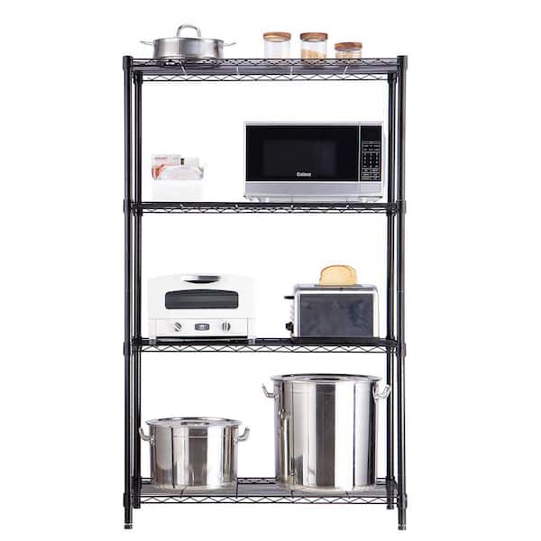 mzg 4-Tier Steel Wire Shelving Unit Black Coating Finish