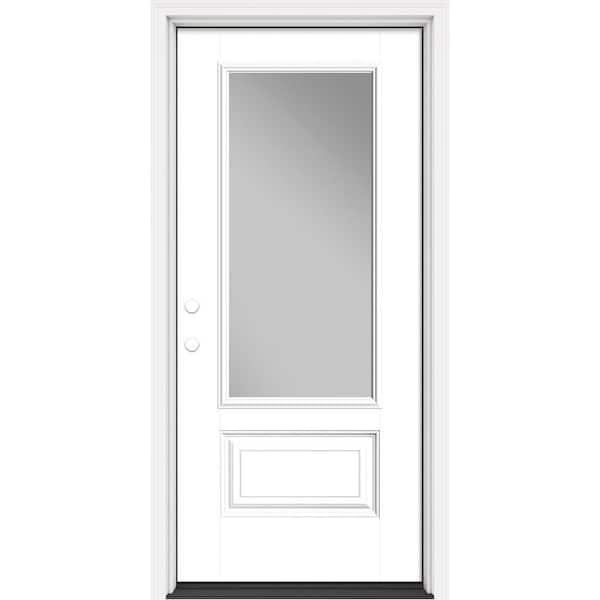 Masonite Performance Door System 36 in. x 80 in. 3/4 Lite Clear Right-Hand Inswing White Smooth Fiberglass Prehung Front Door