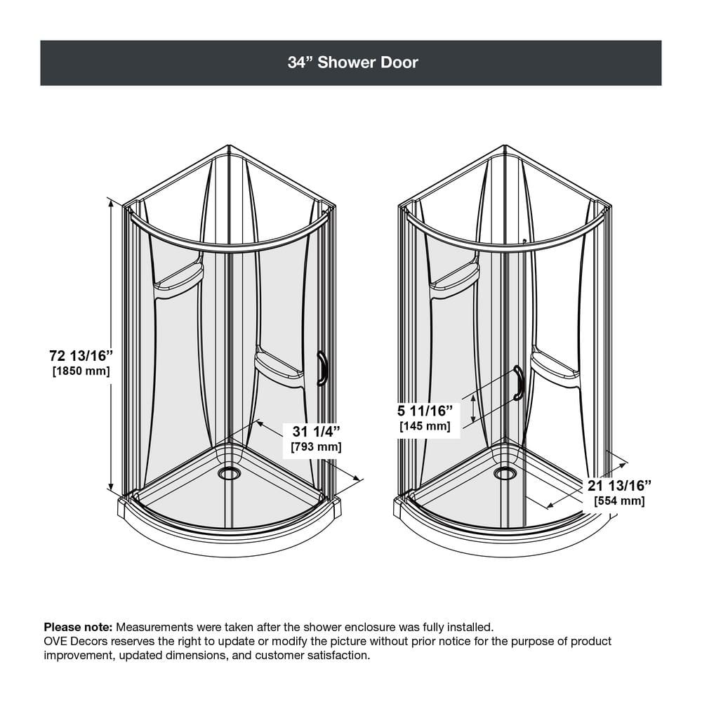 Breeze 34" Frosted Glass Round Sliding Shower Kit with Acrylic Base