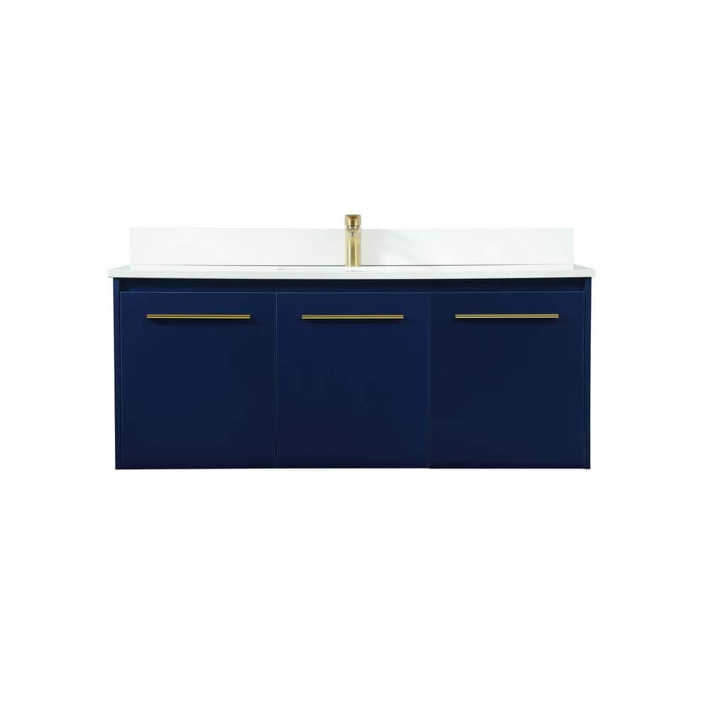 Timeless 48 in. W Single Bath Vanity in Blue with Engineered Stone Vanity T