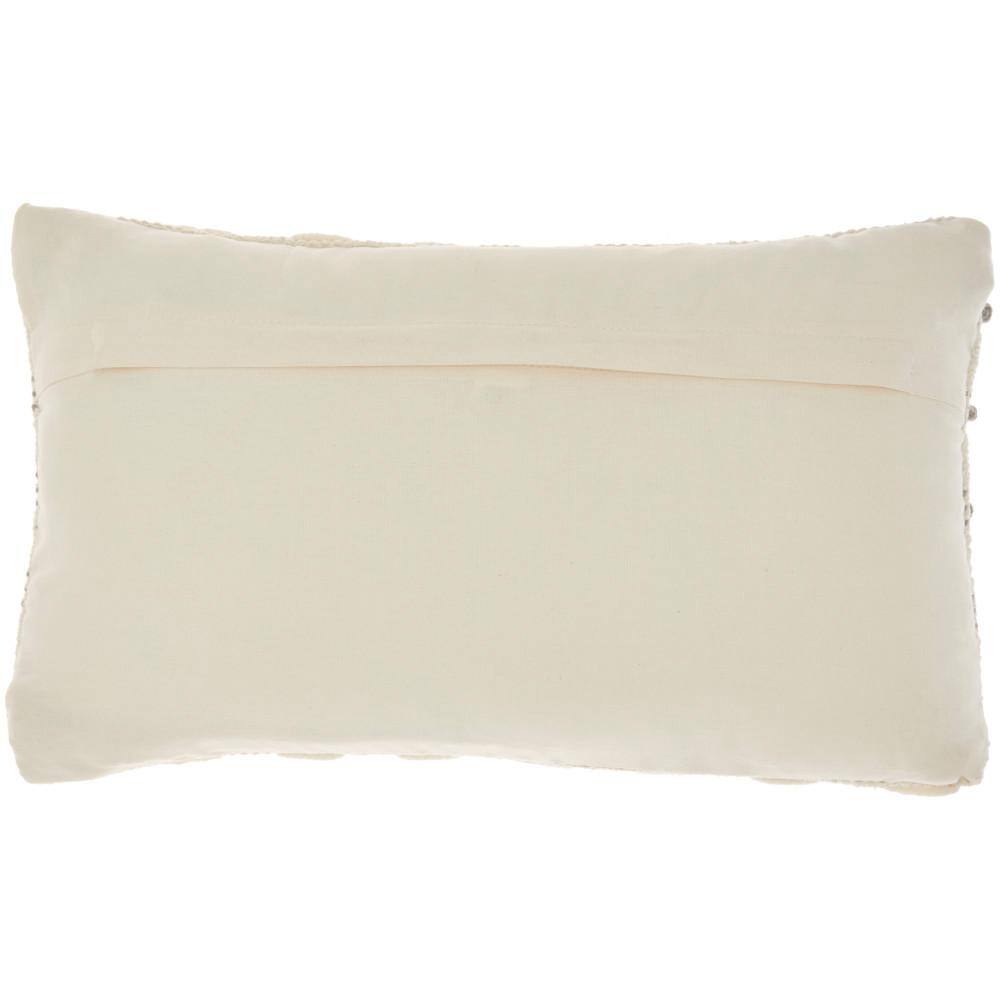 Light Gray and Ivory Woven Rectangular Throw Pillow