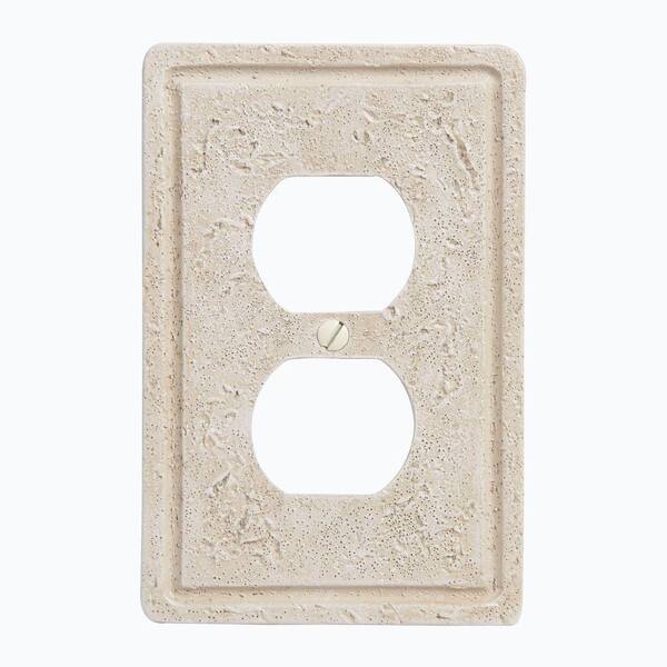 AMERELLE Almond 1-Gang Duplex Outlet Wall Plate (1-Pack)