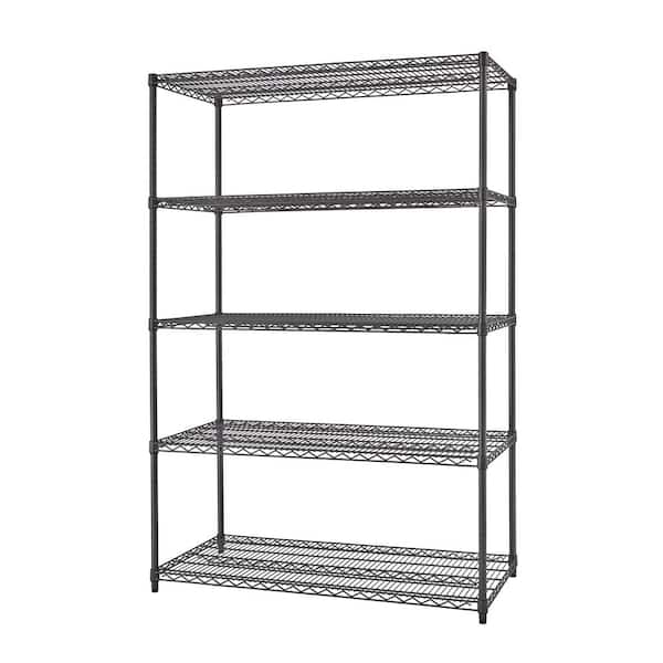 Black Anthracite 5-Tier Steel Wire Shelving Unit (48 in. W x 72 in. H x 18 in. D)
