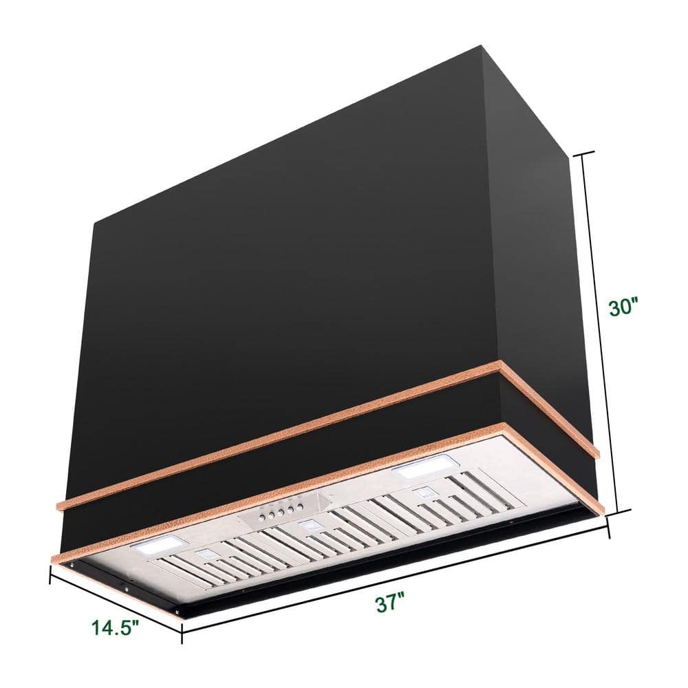 36'' Black and Copper Stainless Steel Wall Mounted Range Hood