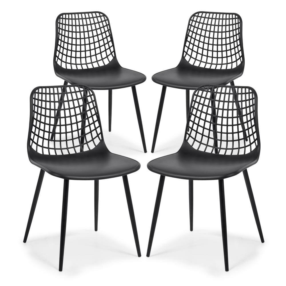 Poly and Bark Marais Black Dining Chair in (Set of 4) HD515BLKX4