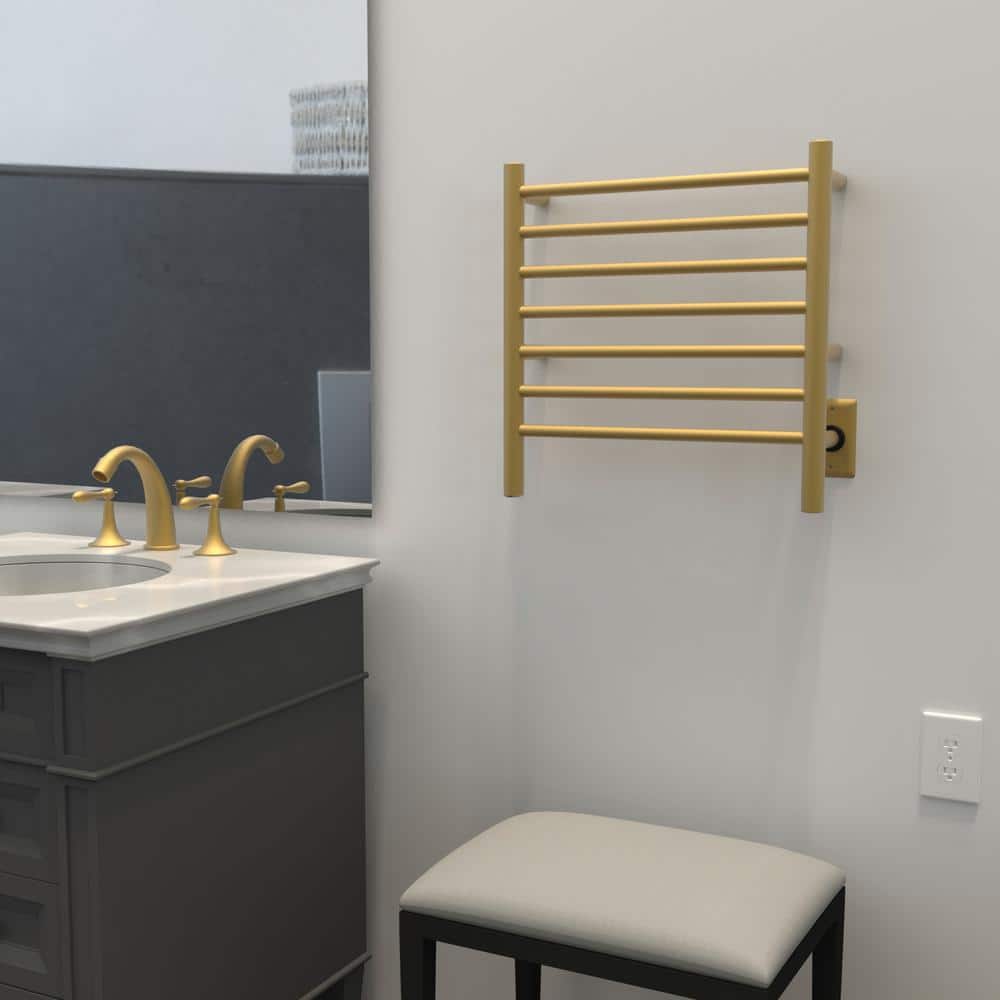 Satin Brass 7-Bar Wall Mounted Towel Warmer