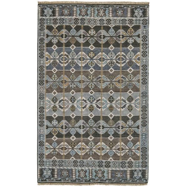 2 ft. x 3 ft. Blue, Brown, Gray Abstract Area Rug