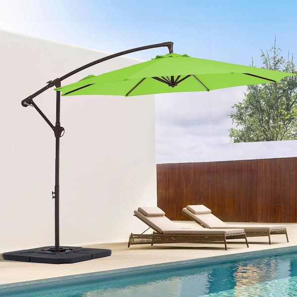 JEAREY 10 ft. Cantilever Round Offset Patio Umbrella in Apple Green