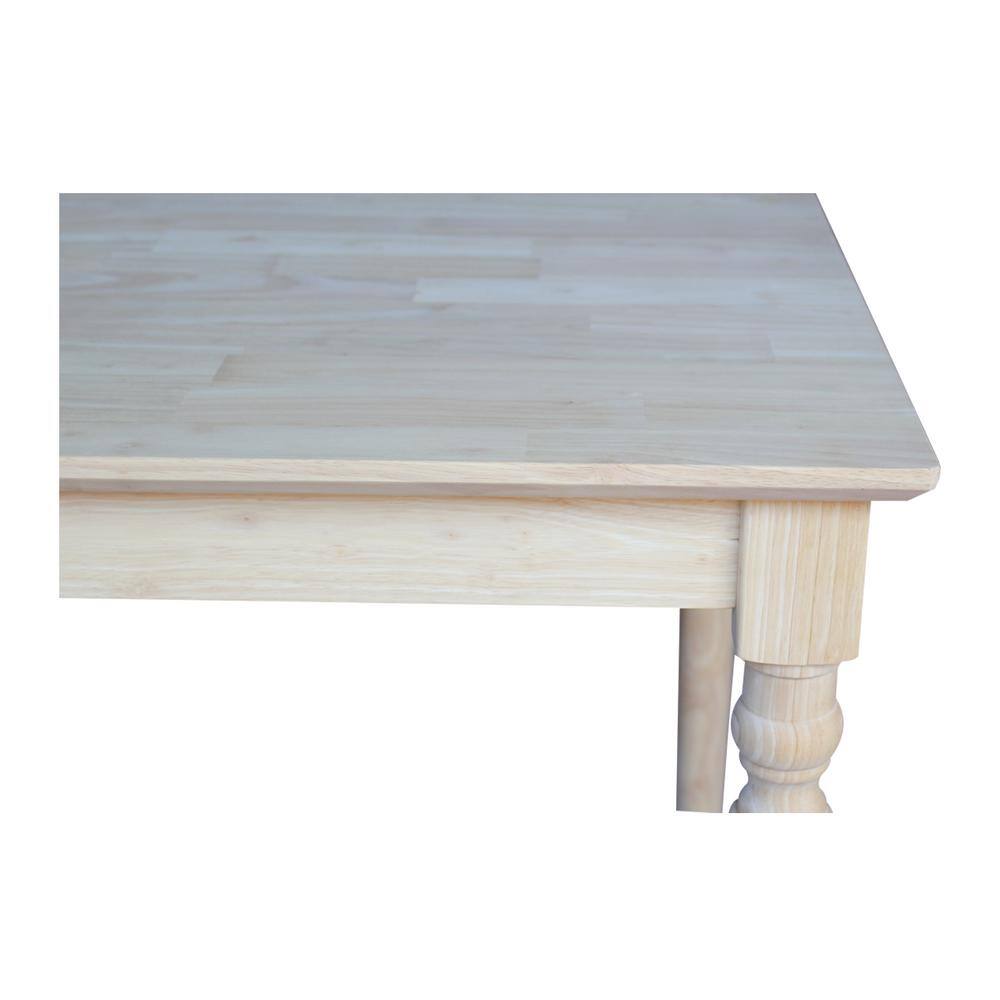 36" Light Unfinished Rubberwood Square Dining Table