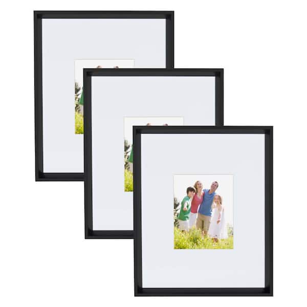 Kate and Laurel Calter 16 in. x 20 in. Matted to 8 in. x 10 in. Black Picture Frame (Set of 3)