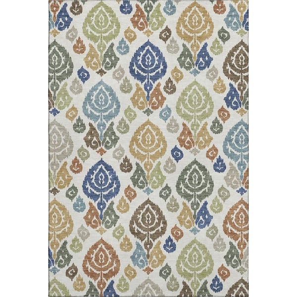 Mayfield Premium Machine Washable Abstract AMF2460 Ivory 10 ft. x 14 ft. Area Rug