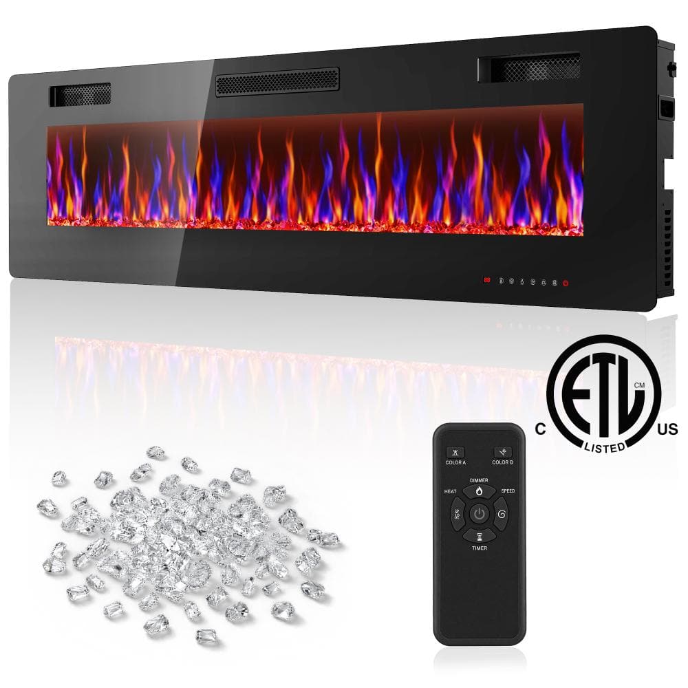 Edendirect 60.1 in. Wall Mounted Electric Fireplace with Remote Control ...