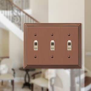Tiered 3 Gang Toggle Metal Wall Plate - Antique Copper