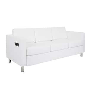 Atlantic 72.5 in. White Faux Leather 3-Seater Lawson Sofa with Removable Cushions
