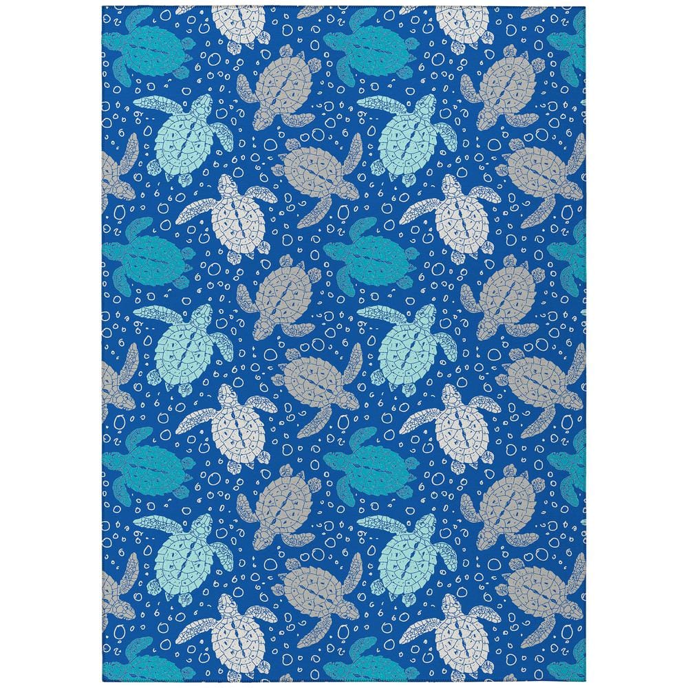 Addison Rugs Surfside Blue 10 ft. x 14 ft. Geometric Indoor/Outdoor ...