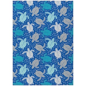 Surfside Blue 10 ft. x 14 ft. Geometric Indoor/Outdoor Area Rug