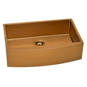 Farmhouse Apron-Front Stainless Steel 33 in. Single Bowl Kitchen Sink in Copper Tone Matte Bronze