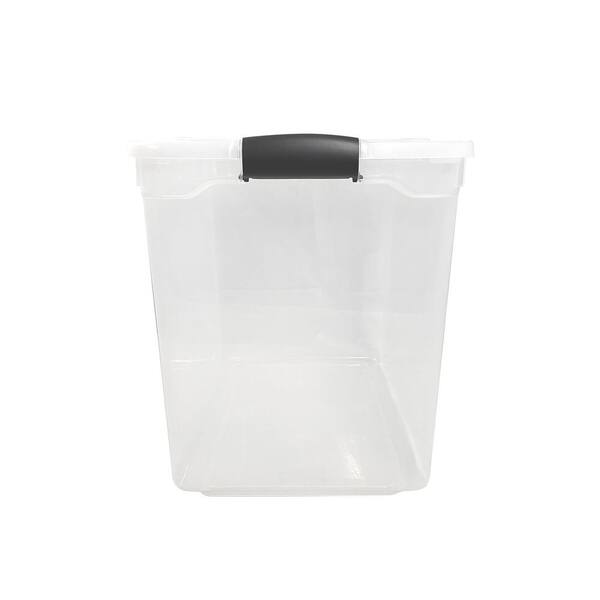Homz Products Clear/Red Wrapping Paper Tote with Latching Lid at